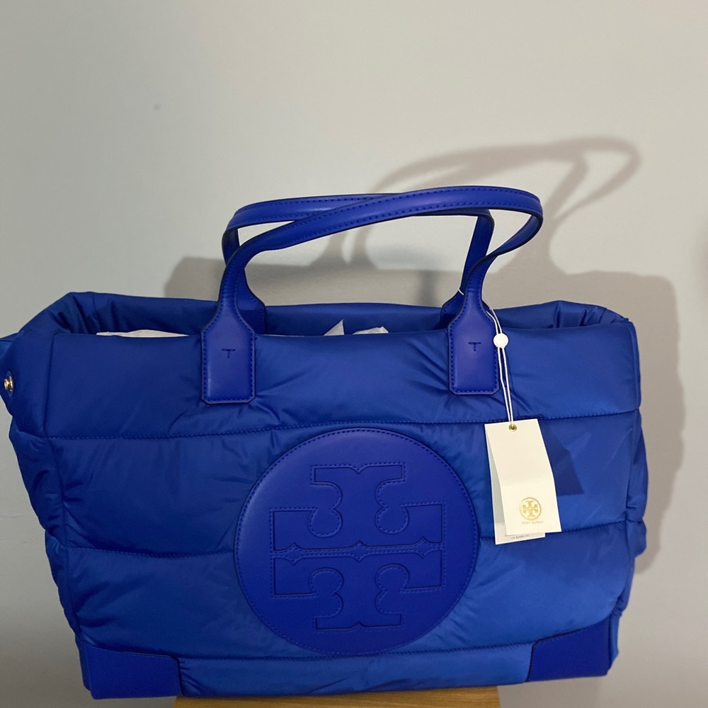 NWT Tory Burch Large Nylon Ella Puffer Tote Cobalt